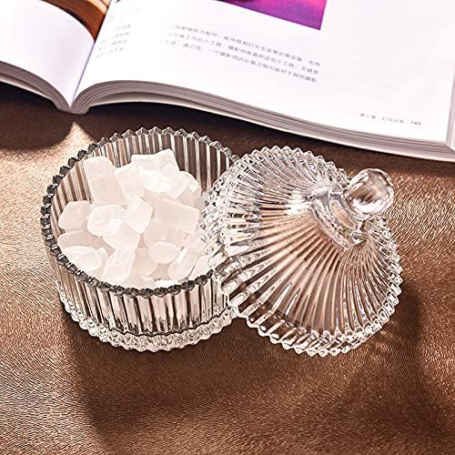 Attractive Designer Multi-Purpose Round Bowl Kitchen Storage Pickle Containers Home Decor Glass Candy Box Stylish Crystal Glass Jar With Lid