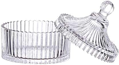 Attractive Designer Multi-Purpose Round Bowl Kitchen Storage Pickle Containers Home Decor Glass Candy Box Stylish Crystal Glass Jar With Lid