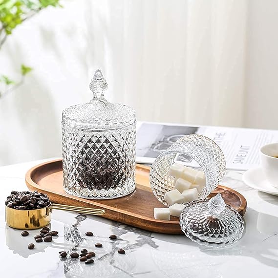 Crystal Glass Candy Jar with Lid (For bulk orders please contact 9502152202)